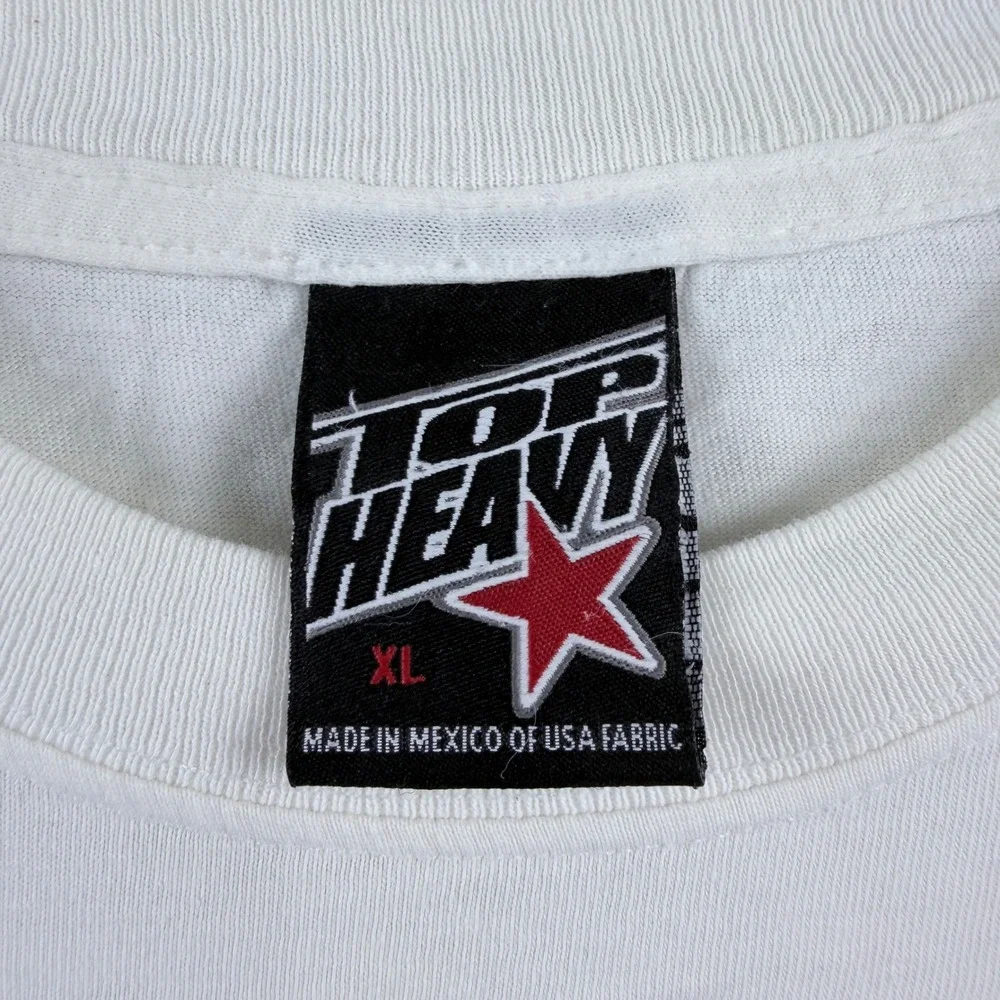 Top Heavy T-Shirt God Rules Cross Graphic White XL - Picture 3 of 8
